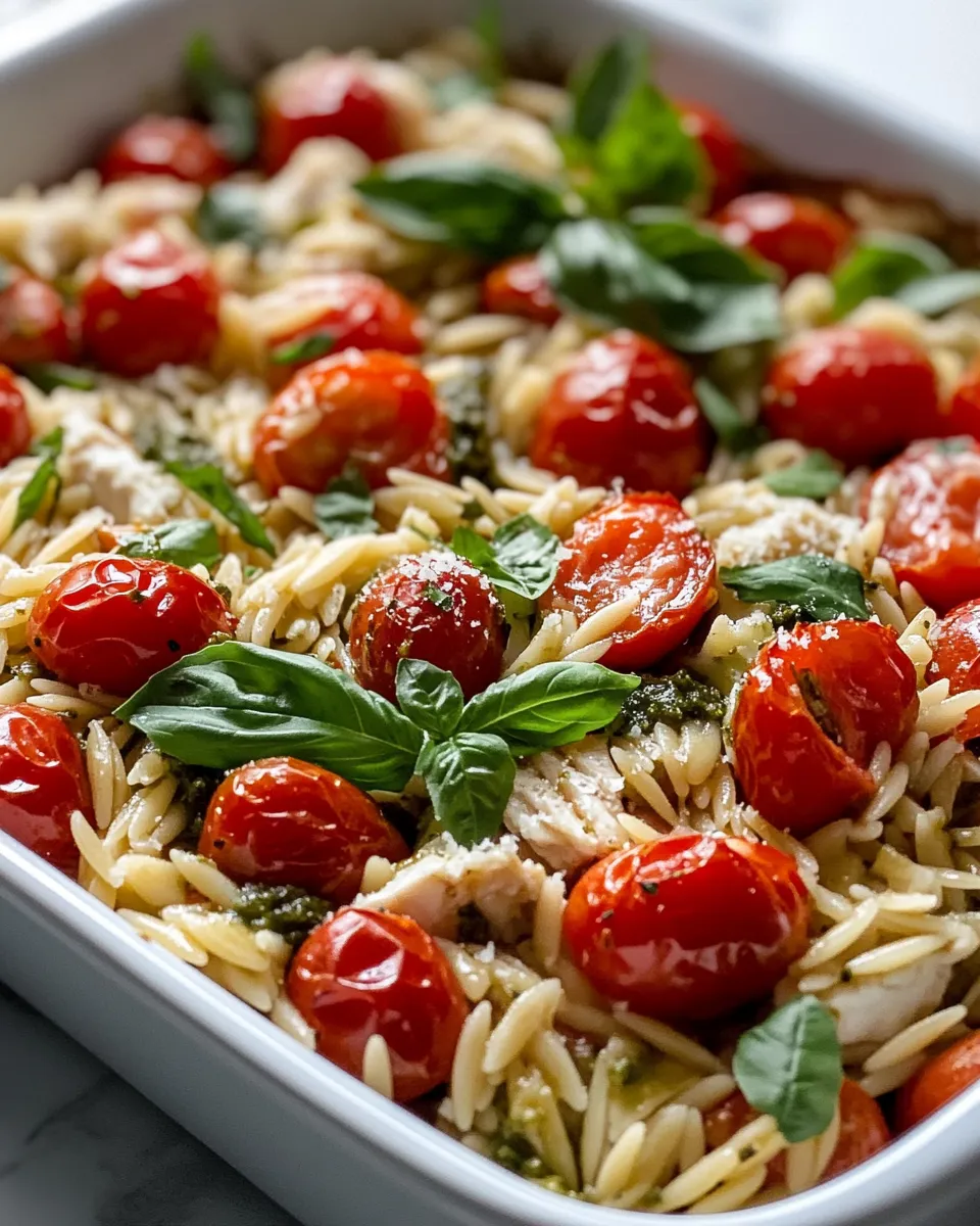 Classic Pesto Orzo Bake with Roasted Cherry Tomatoes dish photo
