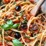 Homemade Puttanesca-Style Spaghetti with Olives & Capers dish photo