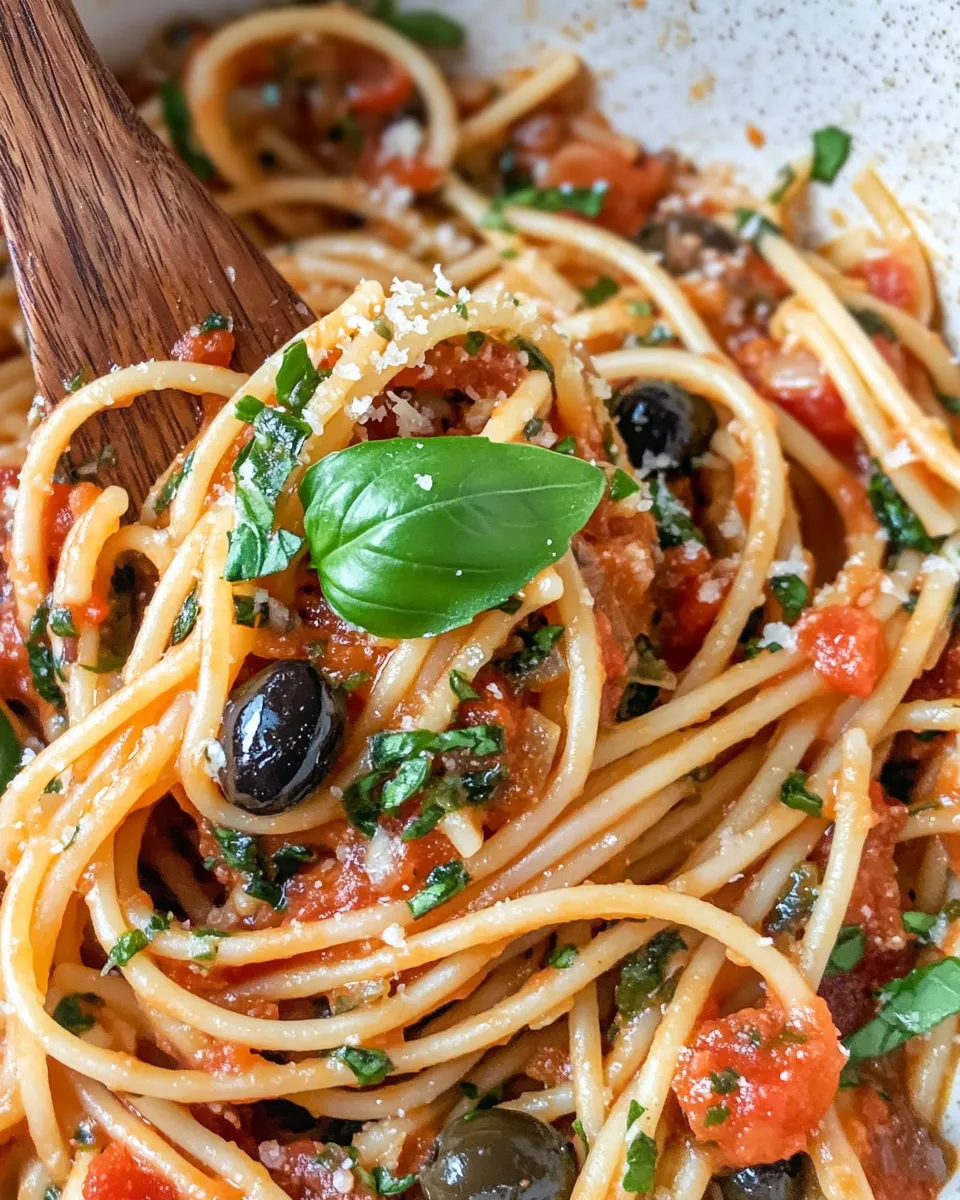 Classic Puttanesca-Style Spaghetti with Olives & Capers recipe image