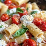 Homemade Roasted Cherry Tomato Burrata Rigatoni recipe photo