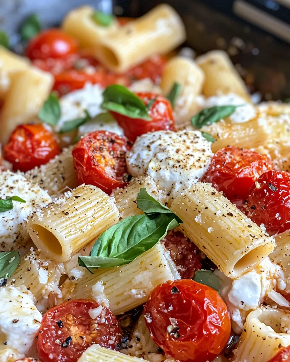 Homemade Roasted Cherry Tomato Burrata Rigatoni recipe photo