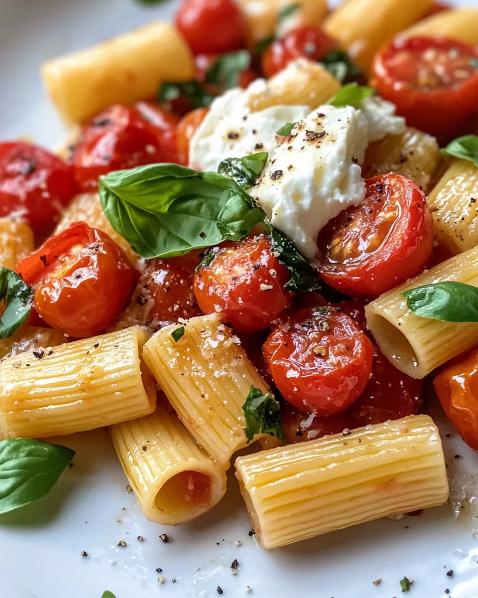 Classic Roasted Cherry Tomato Burrata Rigatoni dish photo
