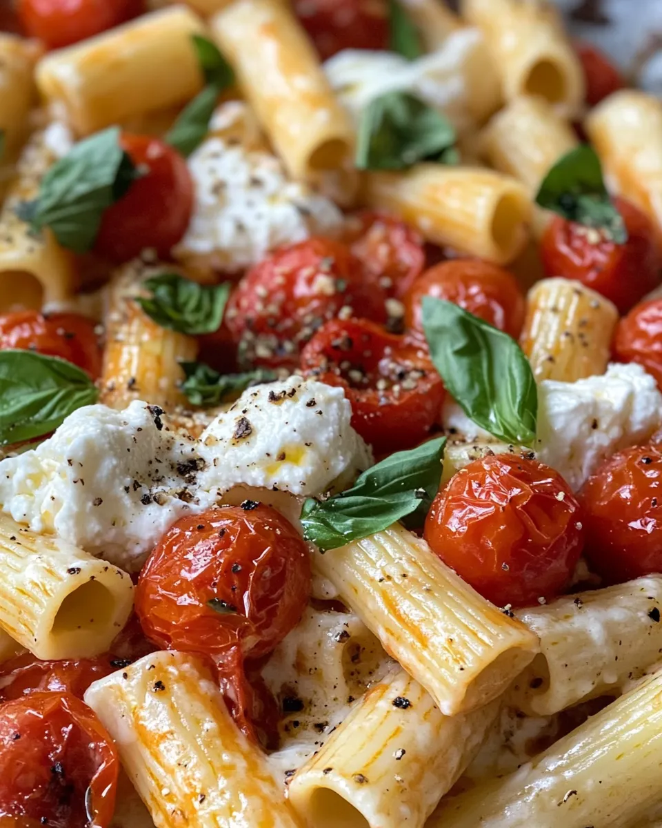 Delicious Roasted Cherry Tomato Burrata Rigatoni image