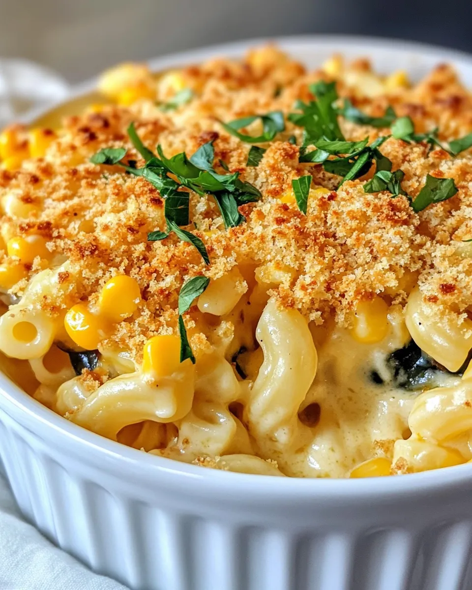 Easy Roasted Corn & Poblano Mac and Cheese food shot