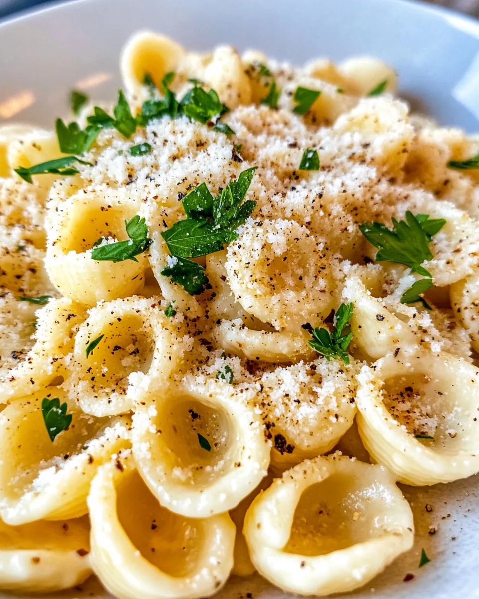 Easy Roasted Garlic Alfredo Orecchiette food shot