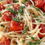 Homemade Roasted Garlic Tomato Basil Linguine photo