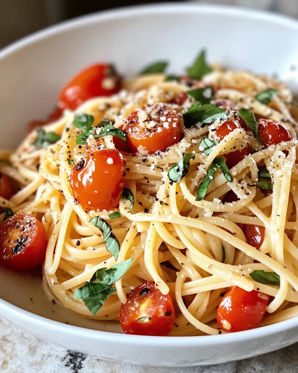 Classic Roasted Garlic Tomato Basil Linguine image