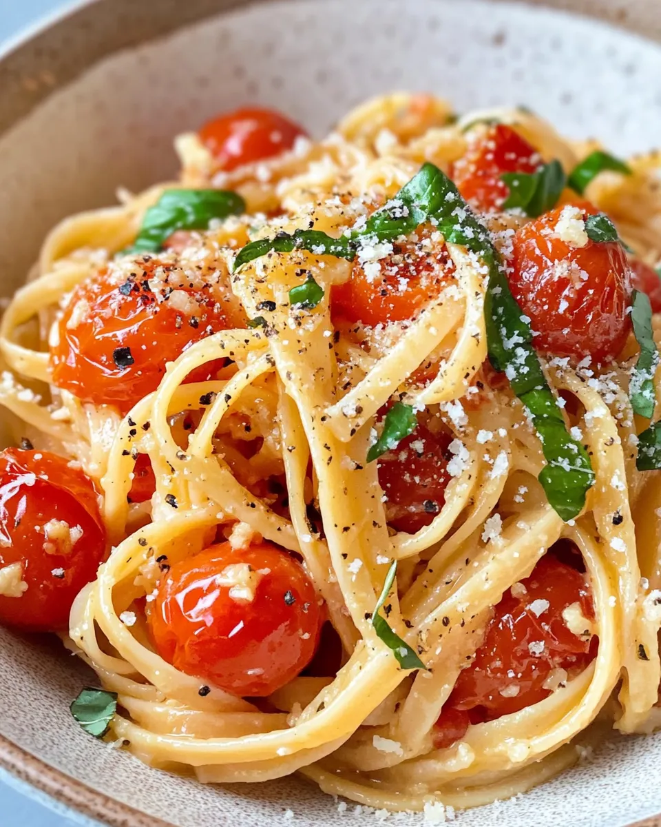 Delicious Roasted Garlic Tomato Basil Linguine dish photo
