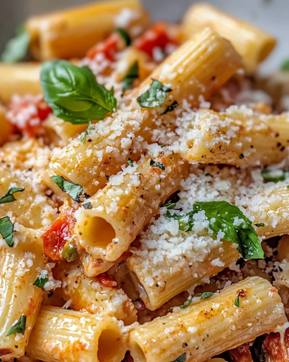 Easy Roasted Pepper Vodka Rigatoni food shot