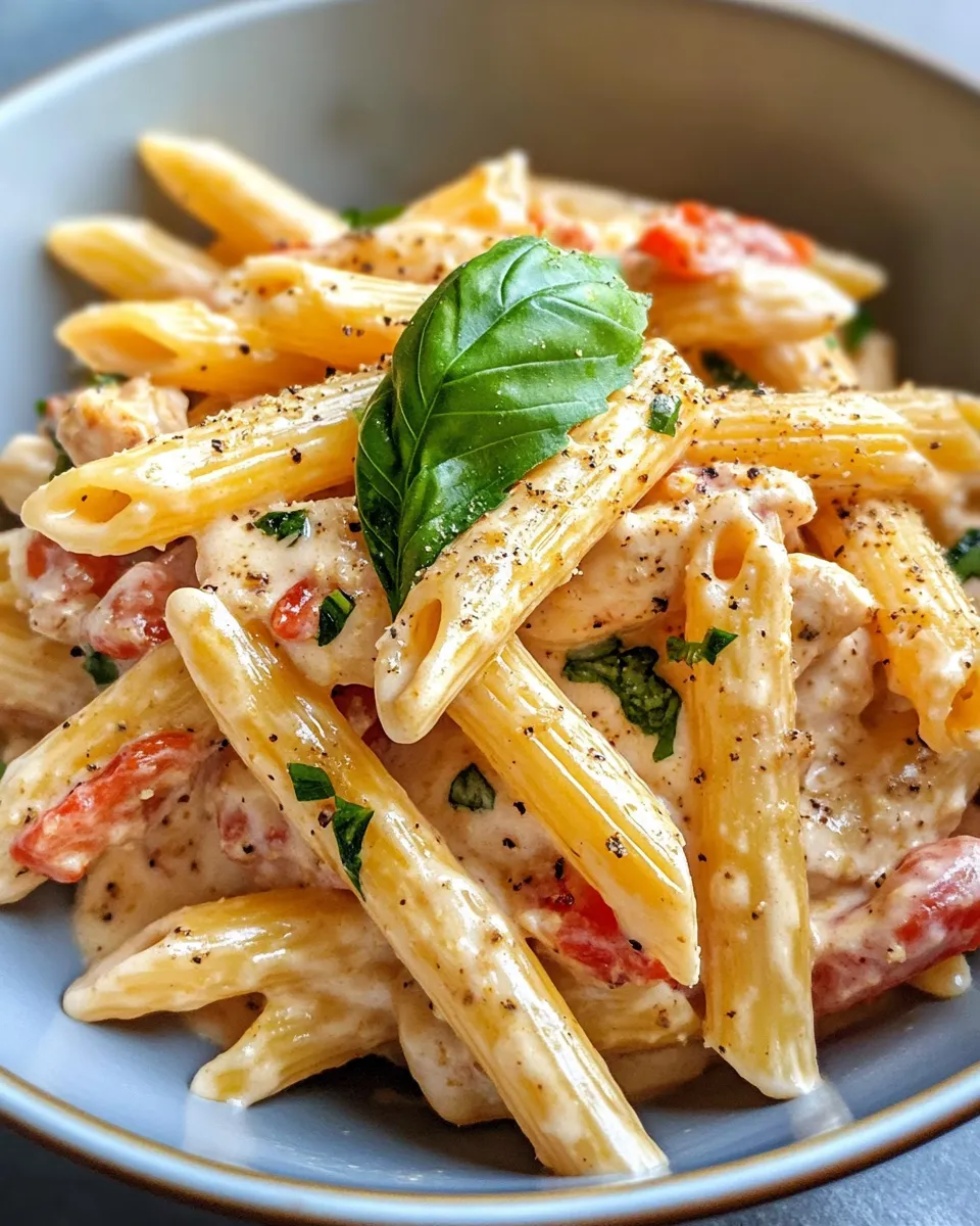 Delicious Roasted Red Pepper Alfredo Penne plate image