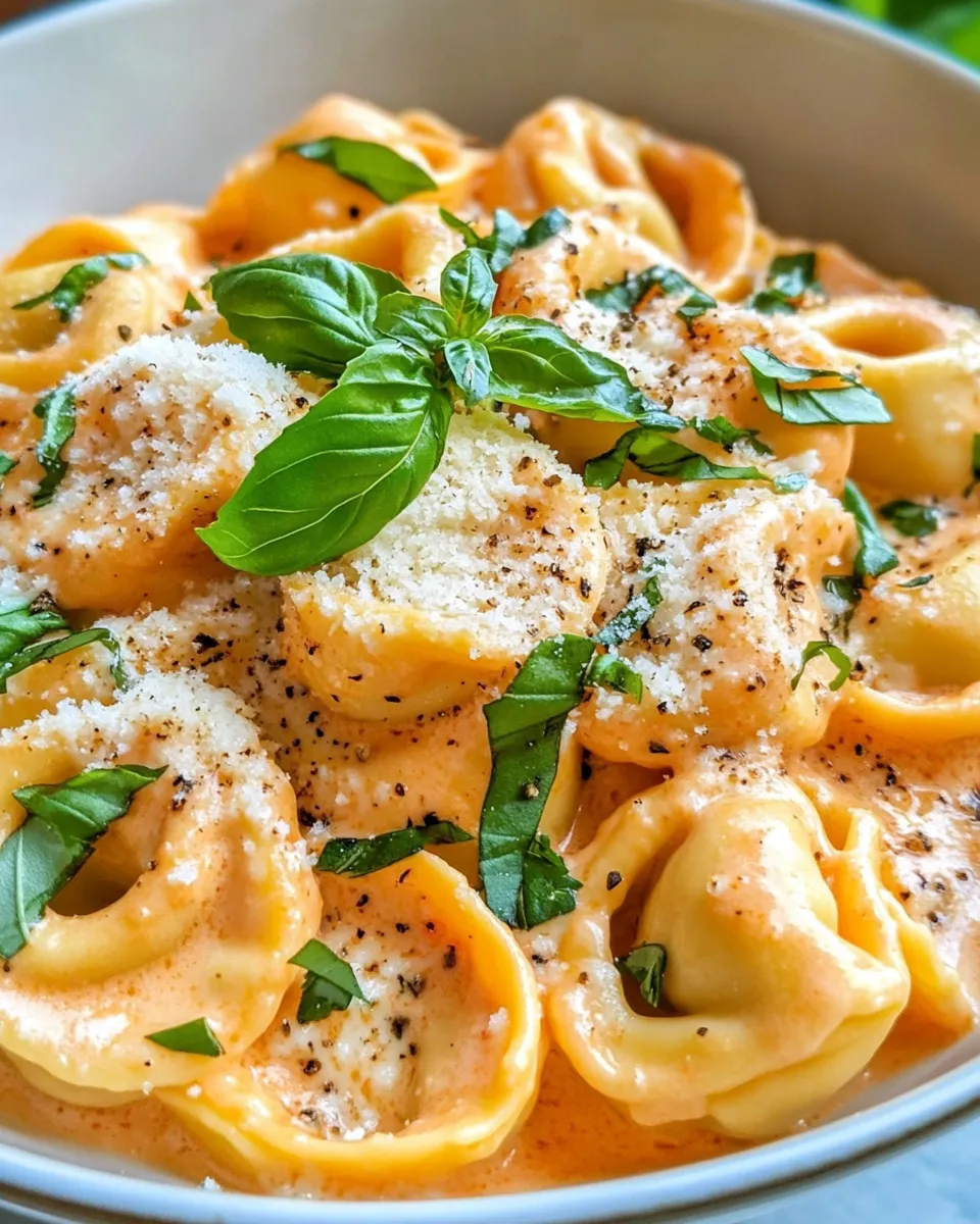 Classic Roasted Red Pepper Alfredo Tortellini dish photo