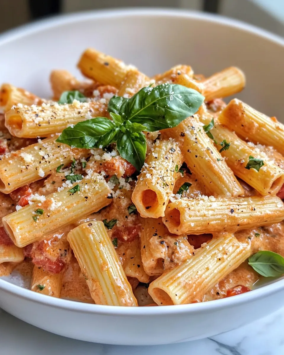 Easy Roasted Red Pepper Cream Rigatoni recipe photo