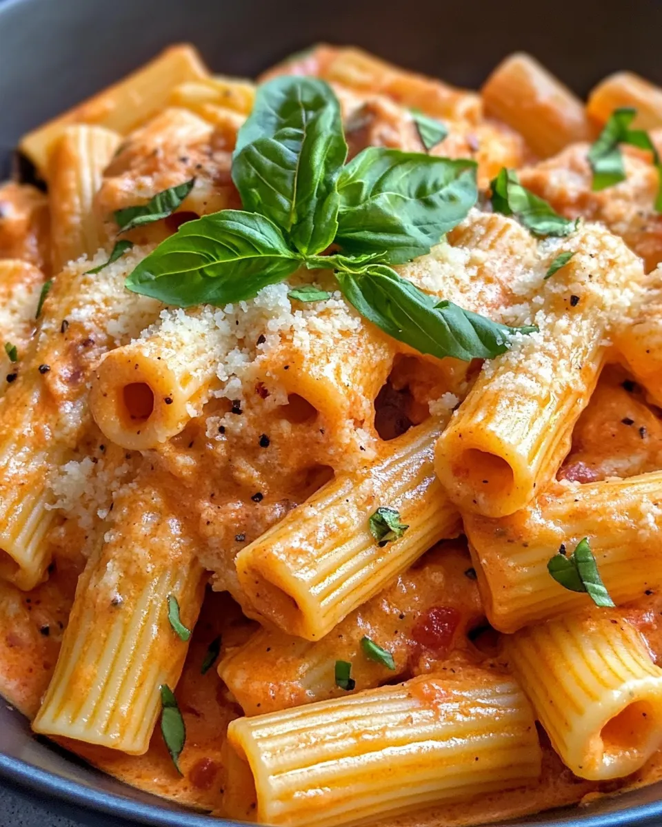 Delicious Roasted Red Pepper Cream Rigatoni dish photo