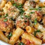 Homemade Roasted Red Pepper Turkey Meatball Ziti recipe photo