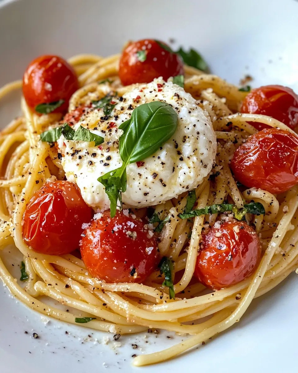 Classic Roasted Tomato Bucatini with Burrata dish photo