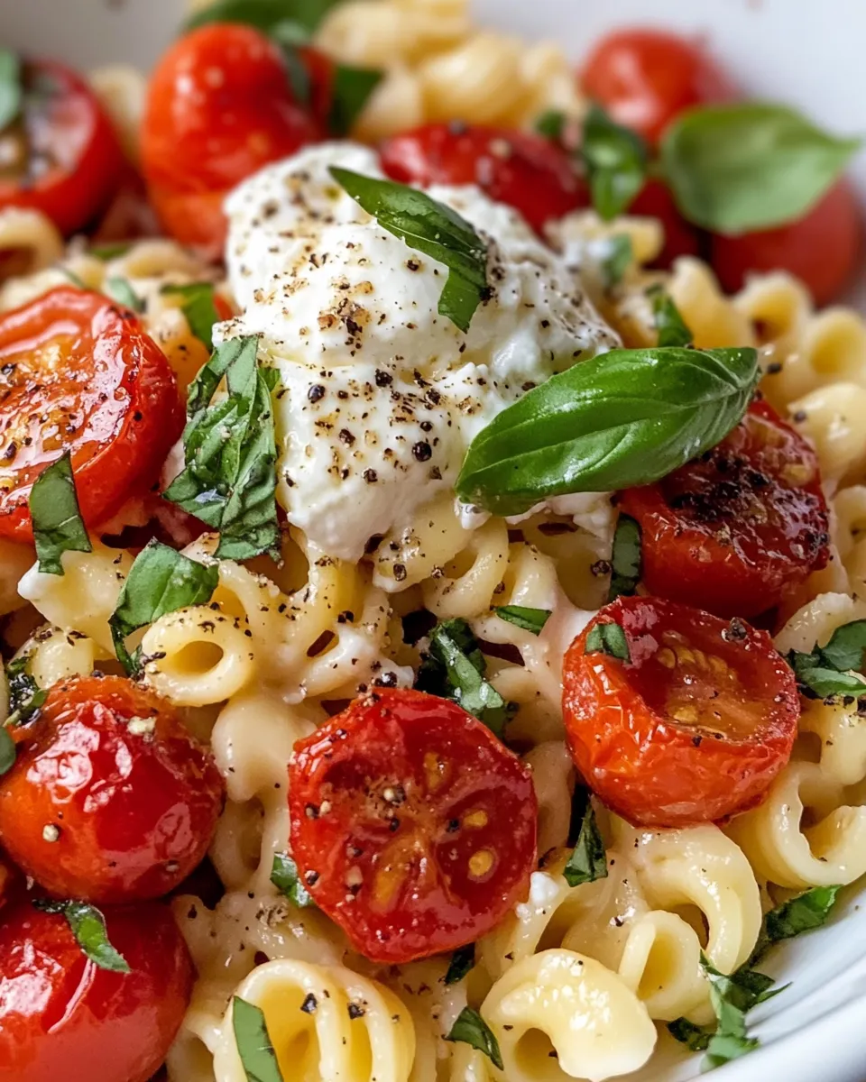 Homemade Roasted Tomato Burrata Cavatappi recipe photo