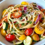 Homemade Roasted Vegetable Primavera Linguine recipe photo