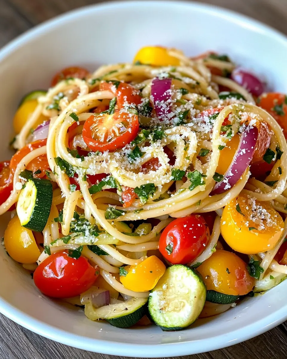 Homemade Roasted Vegetable Primavera Linguine recipe photo