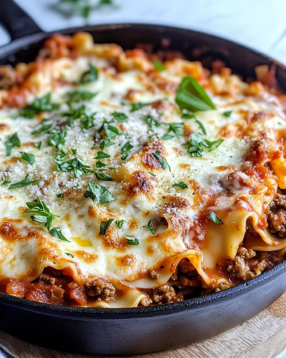 Easy Skillet Lasagna (No-Boil Noodles) food shot