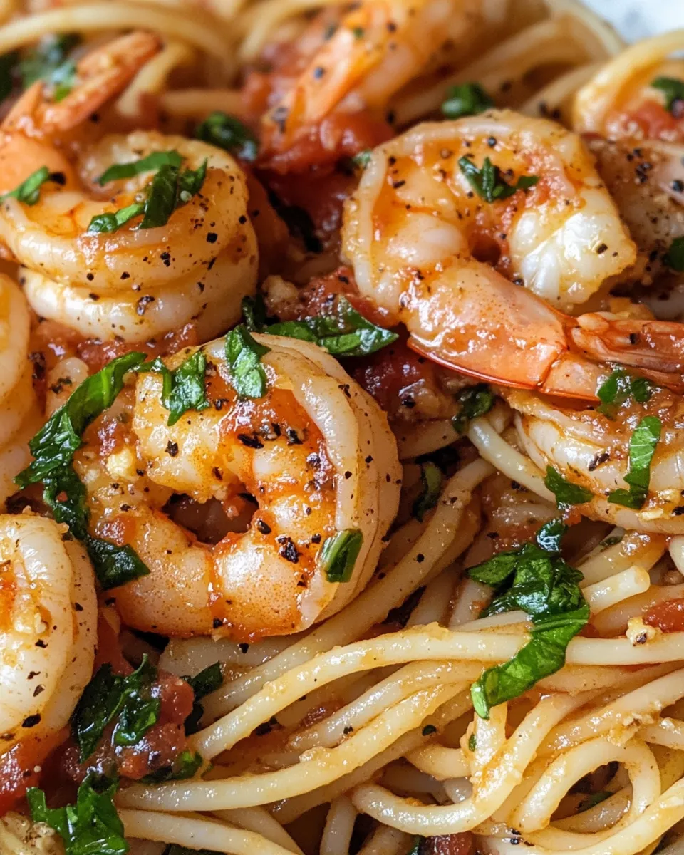 Delicious Spicy Arrabbiata Shrimp Spaghetti plate image