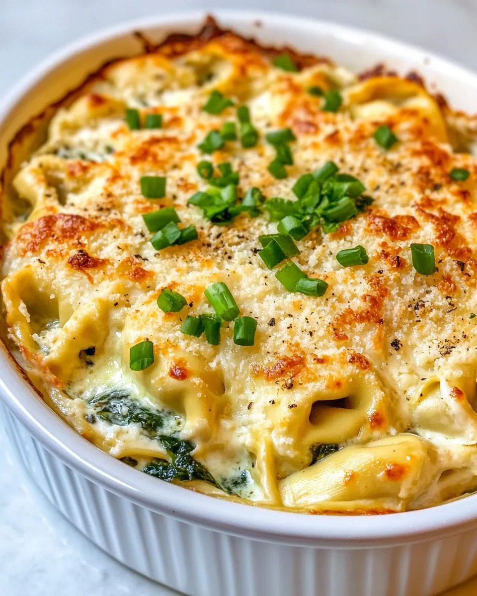 Classic Spinach-Artichoke Tortellini Bake dish photo