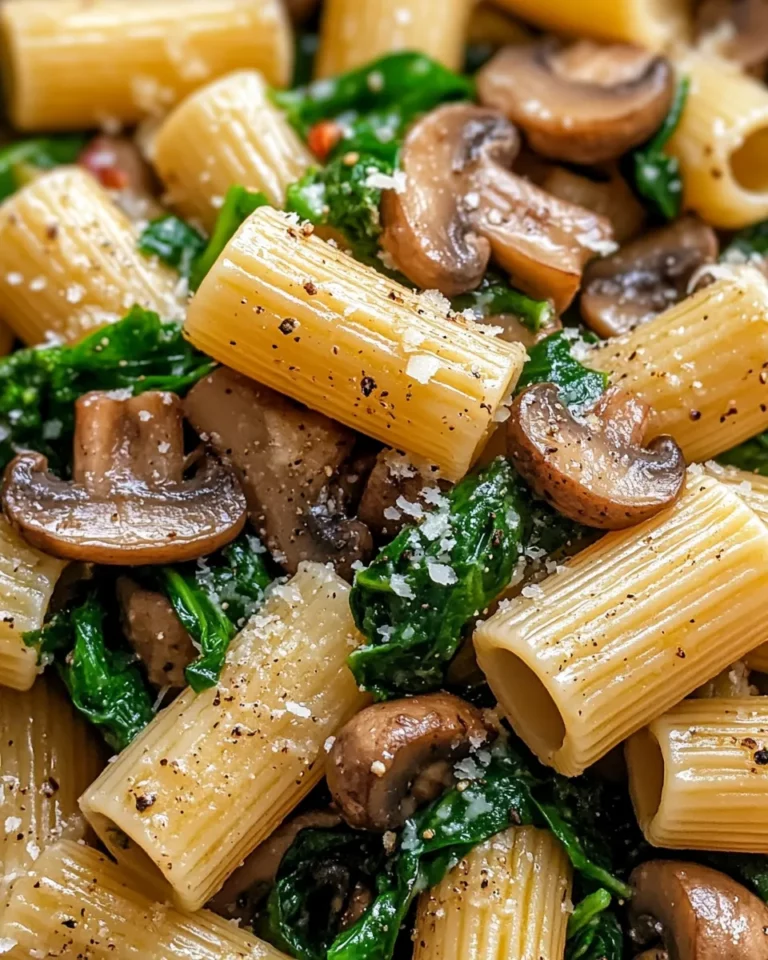 Homemade Spinach Mushroom Marsala-Style Rigatoni (no wine) photo