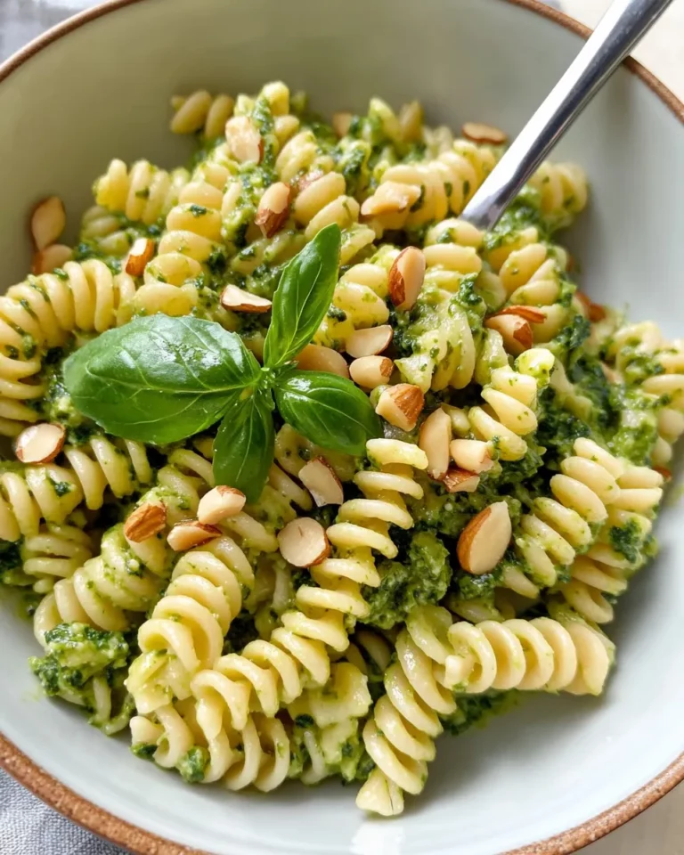 Homemade Spinach Pesto Fusilli with Toasted Pine Nuts recipe photo