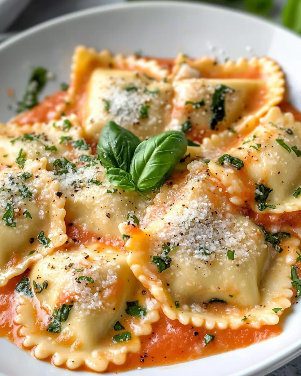 Delicious Spinach Ricotta Ravioli with Blush Sauce dish photo
