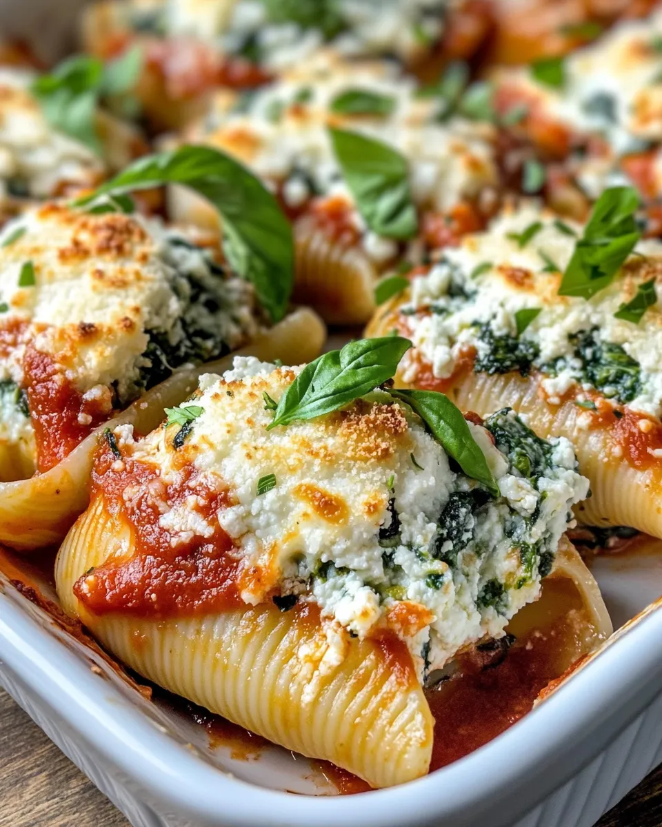 Homemade Spinach Ricotta Stuffed Shells with Marinara recipe photo
