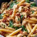 Delicious Spinach Sun-Dried Tomato Chicken Penne recipe photo