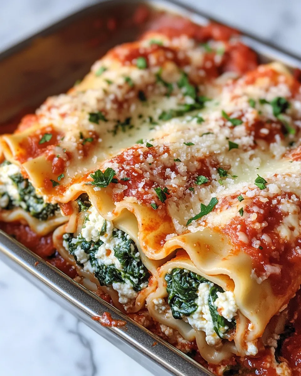 Easy Spinach & Ricotta Lasagna Roll-Ups food shot