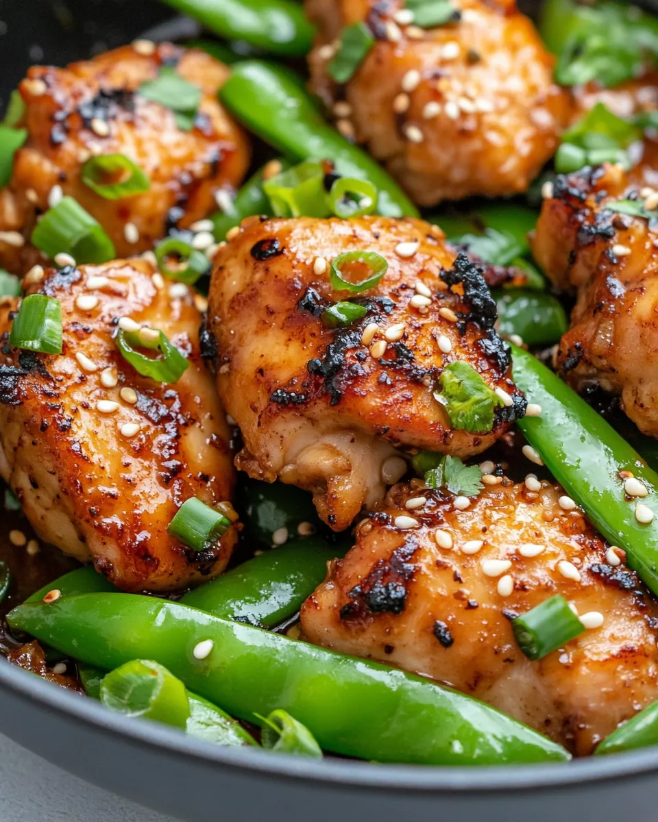 Easy Sticky Hoisin-Ginger Chicken with Snap Peas recipe image