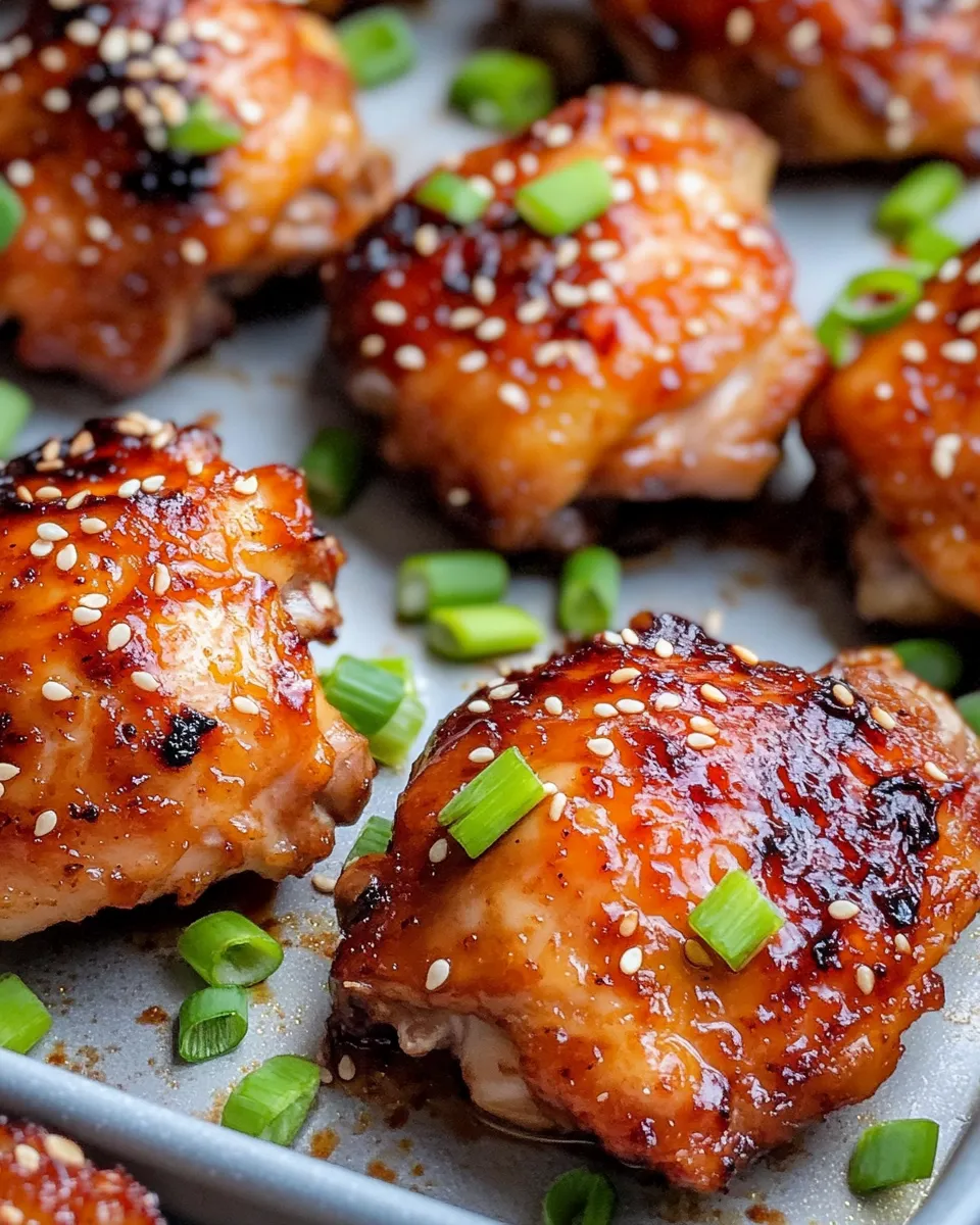 Delicious Sticky Korean-Style Chicken Thighs (Oven) plate image