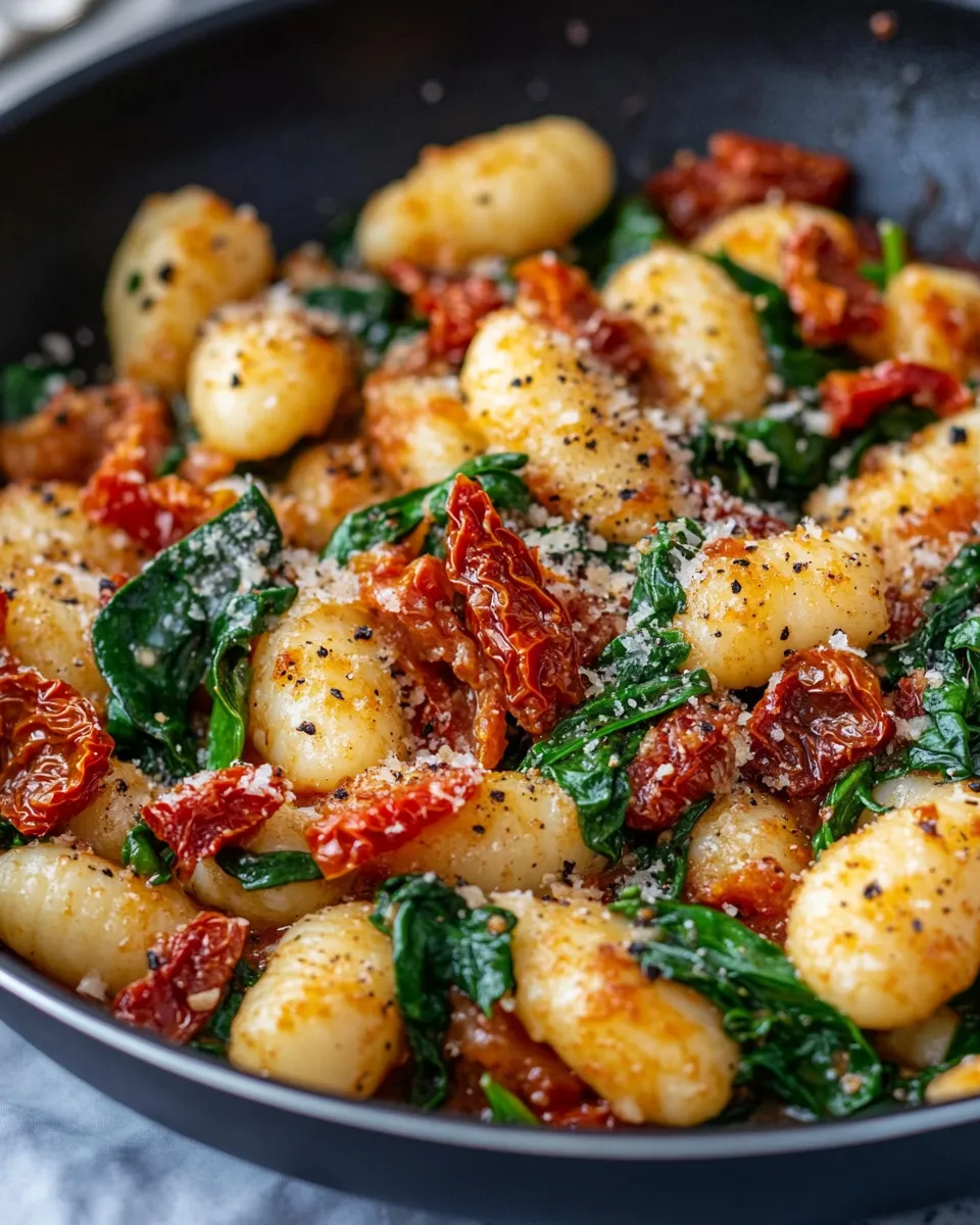 Delicious Sun-Dried Tomato Gnocchi with Spinach (Skillet) food shot