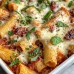 Homemade Sun-Dried Tomato Rigatoni Bake with Mozzarella recipe photo