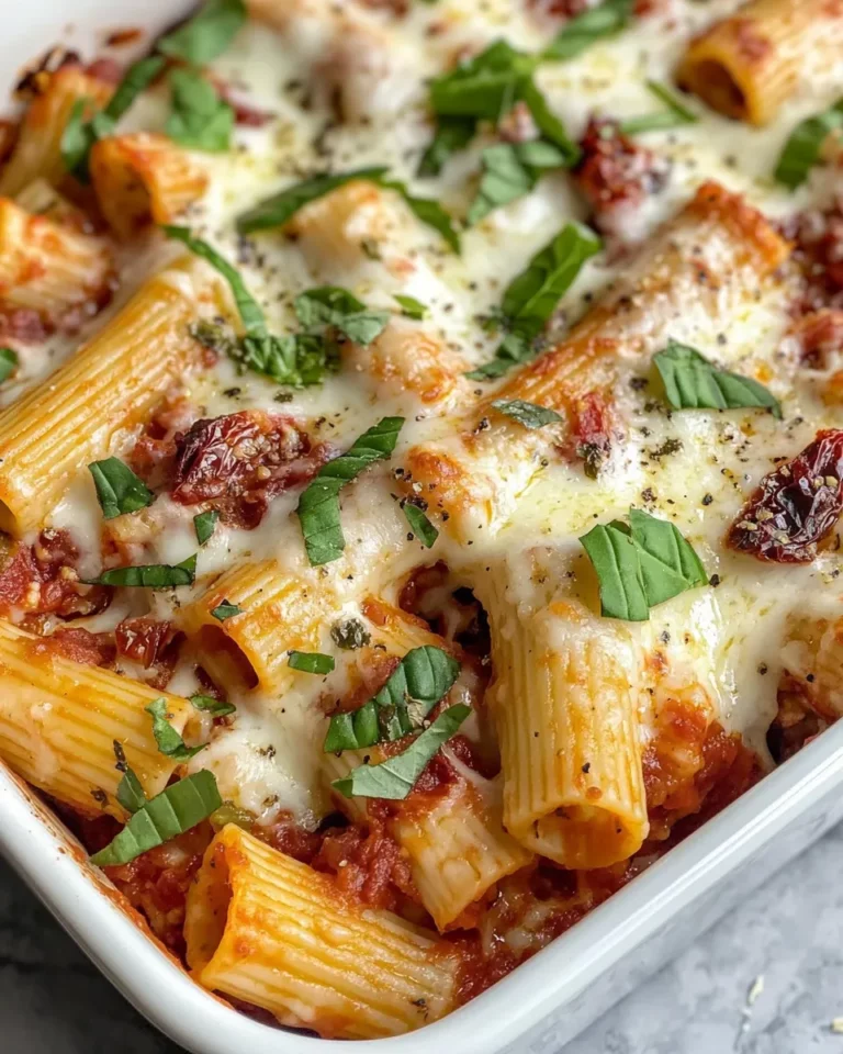 Homemade Sun-Dried Tomato Rigatoni Bake with Mozzarella recipe photo