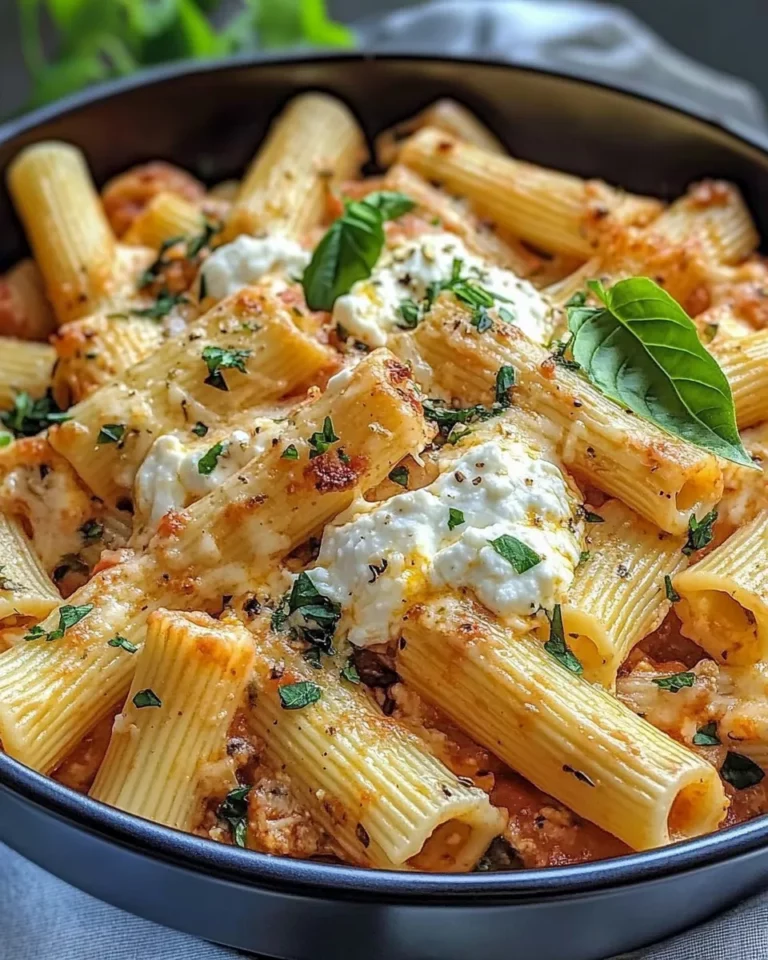 Homemade Three-Cheese Baked Rigatoni with Herbed Ricotta photo