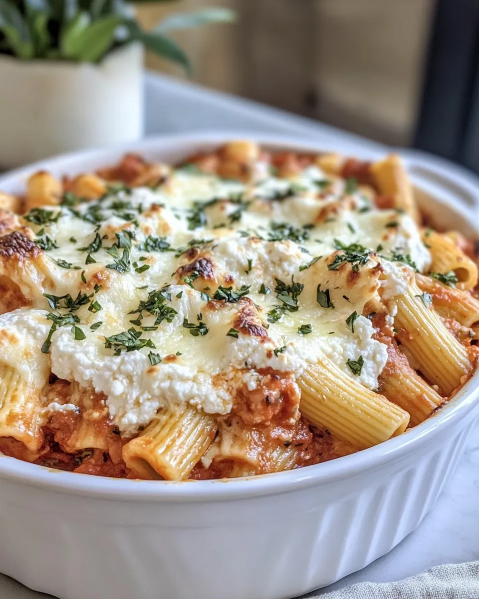 Easy Three-Cheese Baked Rigatoni with Herbed Ricotta recipe photo
