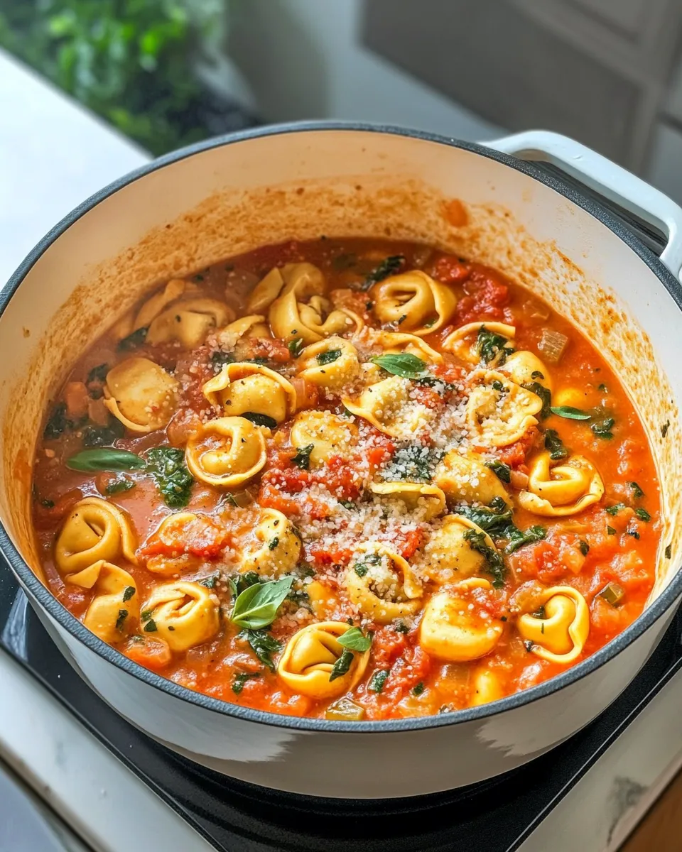 Easy Tomato-Basil Tortellini Soup (30 Minutes) food shot