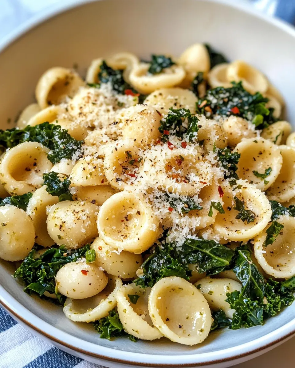 Classic Tuscan Kale and White Bean Orecchiette dish photo