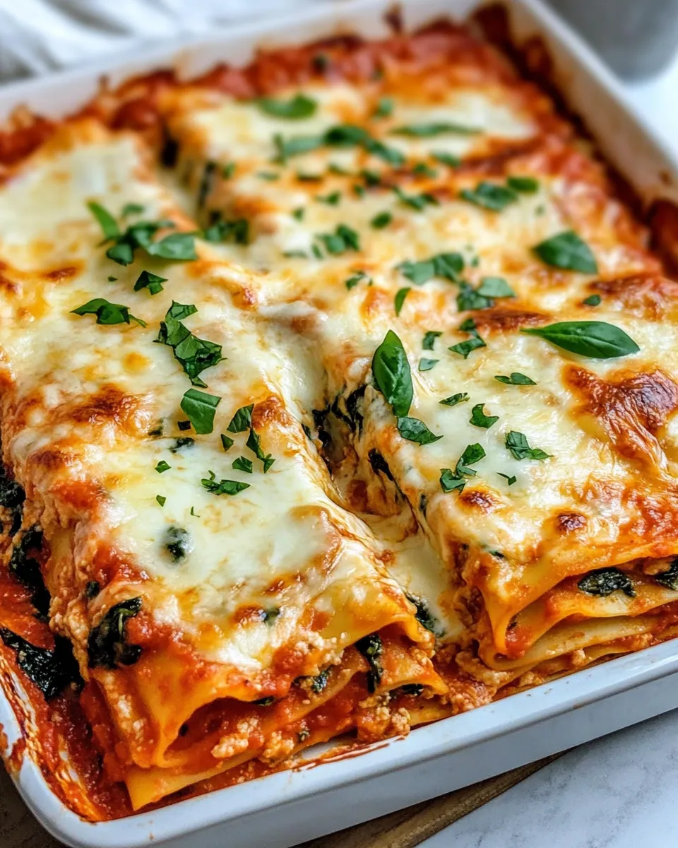 Easy Weeknight Cheesy Spinach Lasagna food shot