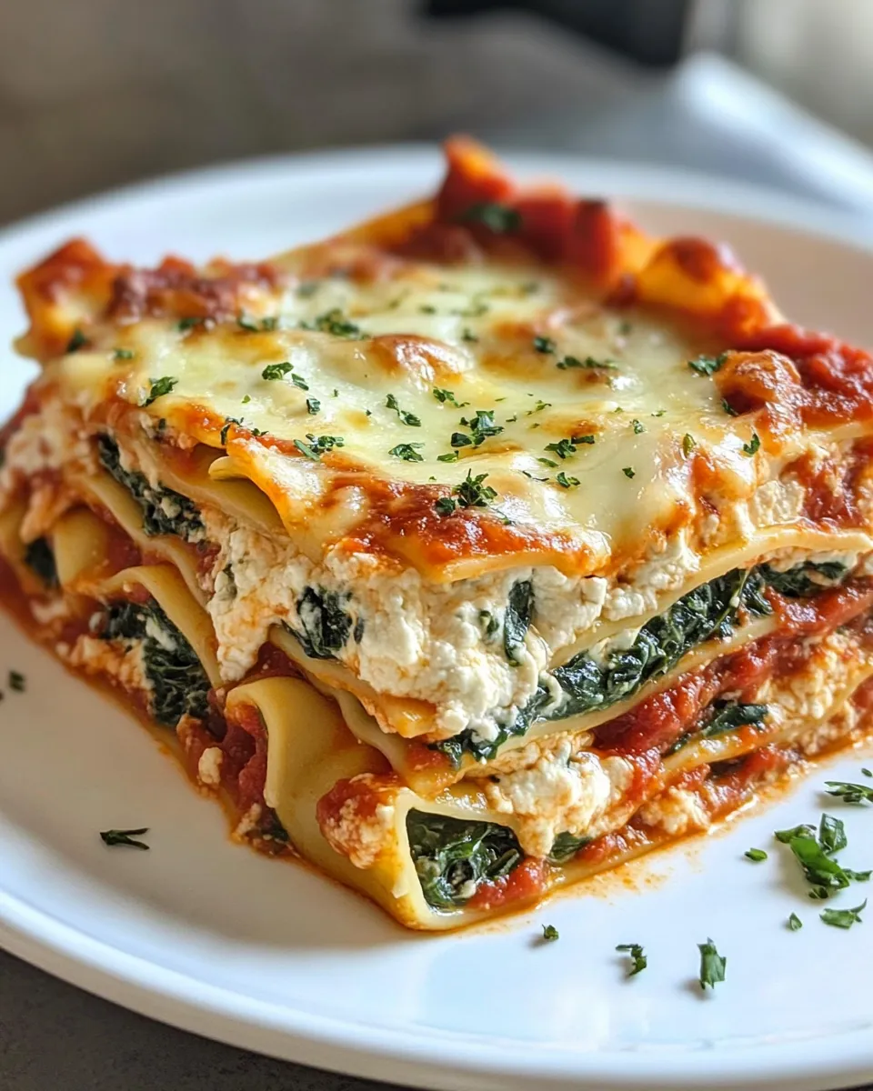 Delicious Weeknight Cheesy Spinach Lasagna plate image