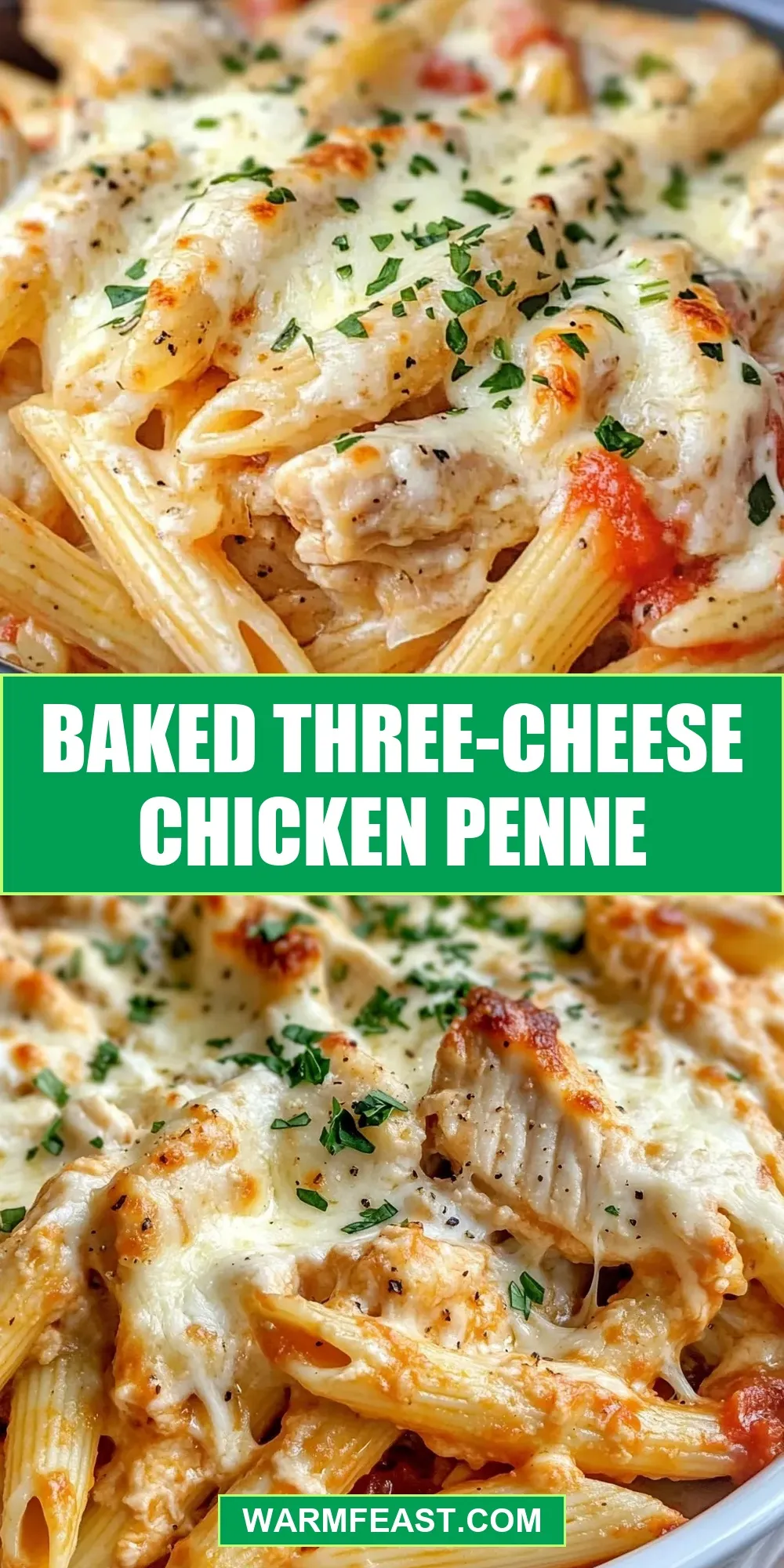 Homemade Baked Three-Cheese Chicken Penne
