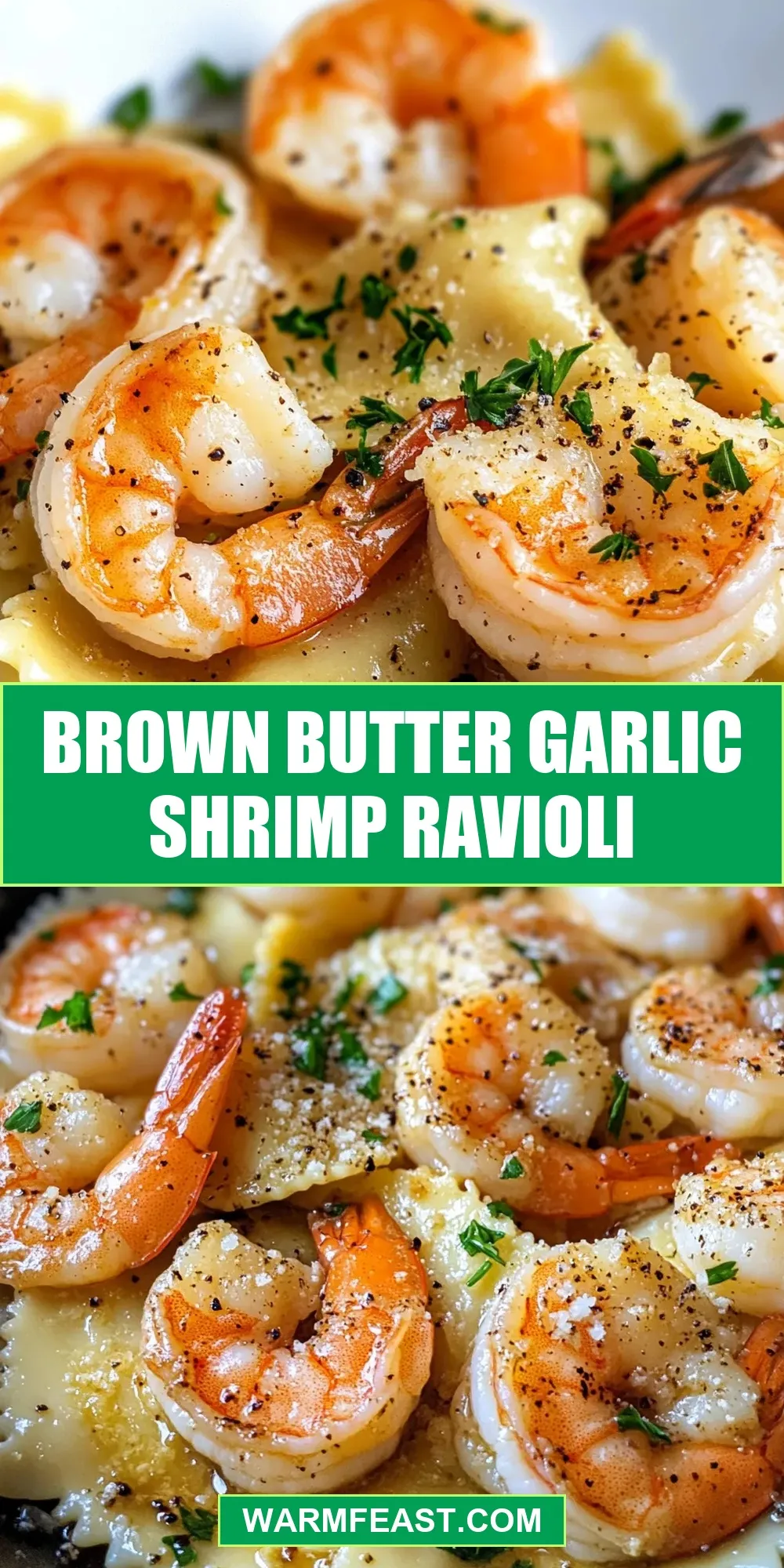 Brown Butter Garlic Shrimp Ravioli (Creamy & Delicious)