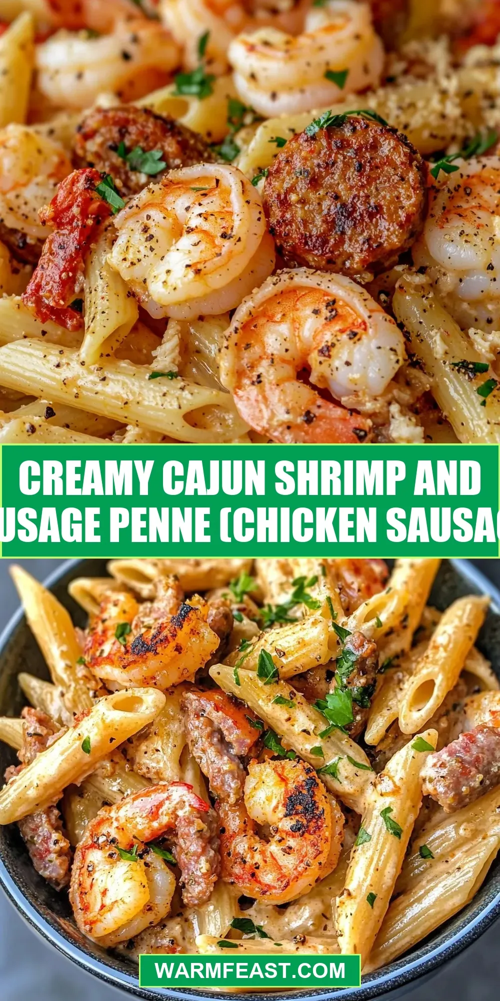 Fresh Creamy Cajun Shrimp And Sausage Penne (Chicken Sausage)