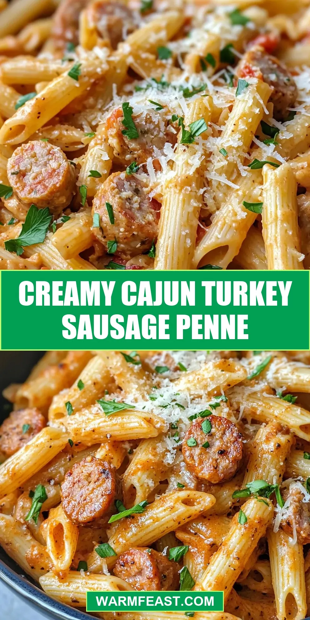 Creamy Cajun Turkey Sausage Penne Recipe