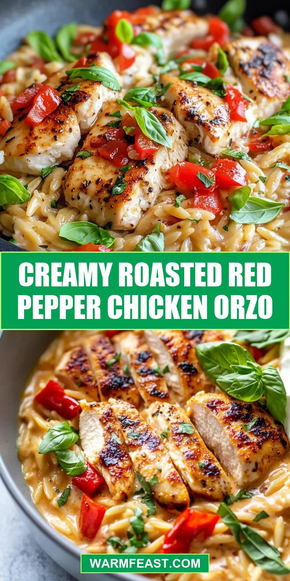 Creamy Roasted Red Pepper Chicken Orzo Recipe