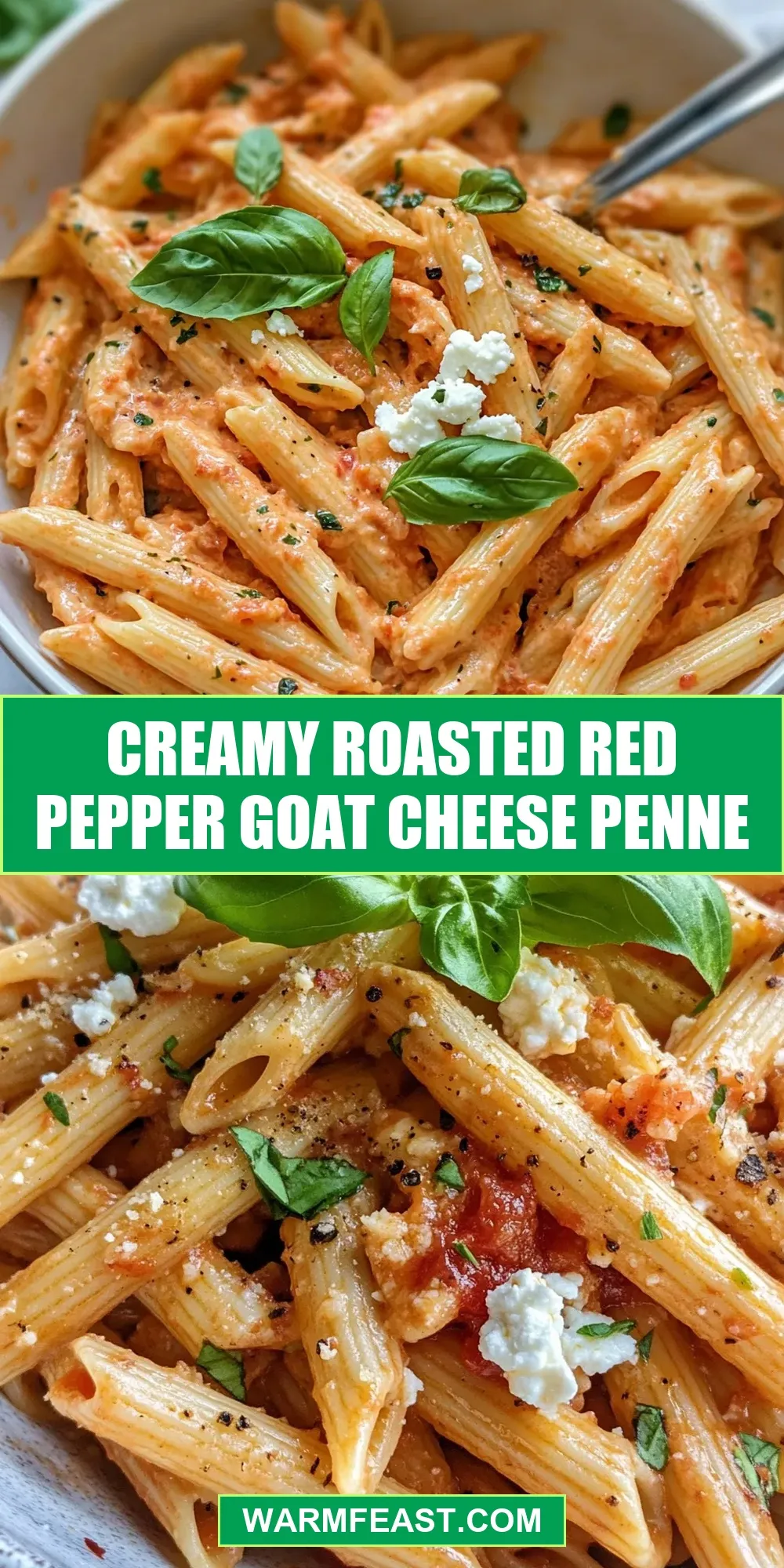 Creamy Roasted Red Pepper Goat Cheese Penne Recipe