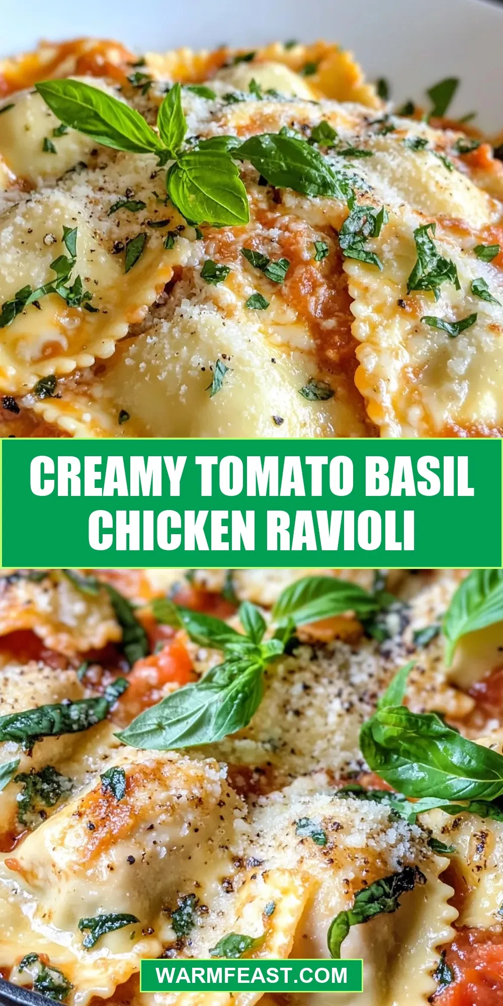 Easy Creamy Tomato Basil Chicken Ravioli Recipe