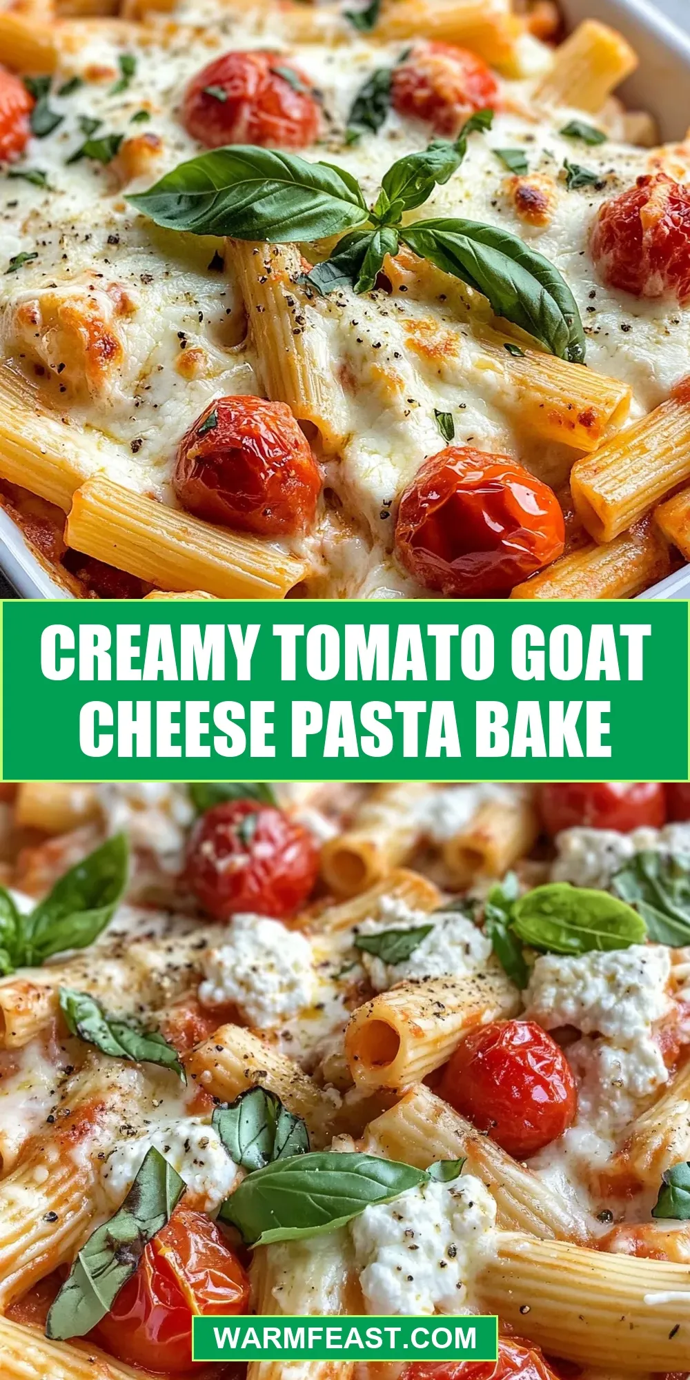 Easy Creamy Tomato Goat Cheese Pasta Bake Recipe
